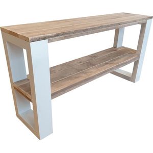 Wood4you - Side table New Orleans industrial wood - - Wit - Eettafels 130 cm - Bijzettafel