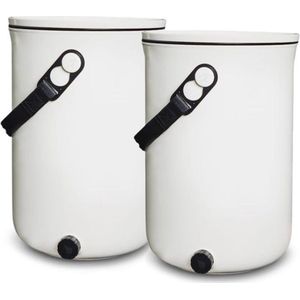 EM Bokashi - Design keukenemmers set van 2 stuks - Vanille - 9,6 liter - Composteren - Compost - Emmer - Wit