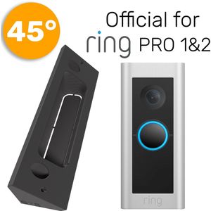 Made For Ring Pro 1 & 2 - 45�° Hoekbeugel wig voor slimme camera deurbel // Zwart Kunststof // Inclusief schroeven