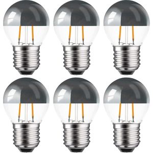 6 stuks | Ledmaxx LED kopspiegellamp zilver 2W 180lm 2200K Niet-Dimbaar P45 | E27 | Zeer Warm Wit | 2 watt | 15.000 Branduren