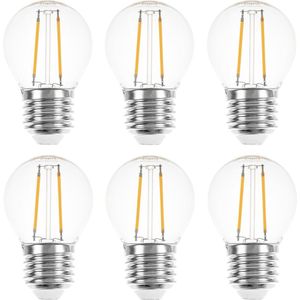 6 stuks | LEDmaxx LED kogellamp 2W 220lm 2200K Helder Niet-Dimbaar | E27 | Zeer Warm Wit | 2 watt | 15.000 Branduren