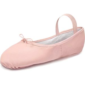 Dancer Dancewear® Balletschoenen meisje “Elite“ | Roze | Professionele leren balletschoen | Met hele suède zool | Ballet schoen met doorlopende zool | Maat 26