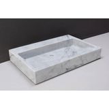 Forzalaqua Palermo wastafel 80.5x51.5x9cm Rechthoek 0 kraangaten Natuursteen Carrara gepolijst 100474