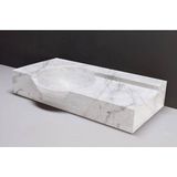 Forzalaqua Laguna wastafel 80x40x12cm Rechthoek 1 kraangat Natuursteen Carrara gepolijst 100490