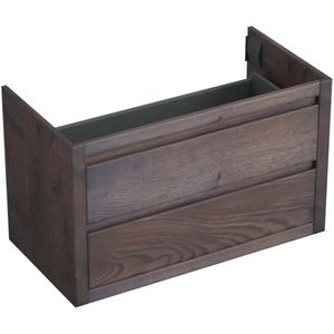 Onderkast Forzalaqua Gela 2.0 100x51x60 Cm 2 Softclose Lades Eiken Charcoal
