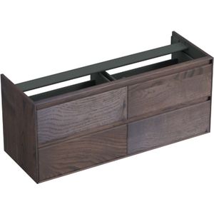 Forzalaqua Reno 2.0 wastafelonderkast 140x51x60cm met 4 softclose greeploze lades Massief Eiken Charcoal 8072255