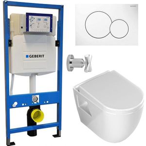 Geberit UP320 Toiletset - Inbouw WC Hangtoilet Rimless Aloni met Bidetkraan - Sigma-01 Wit