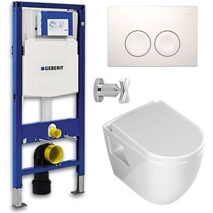 Geberit UP100 Toiletset - Inbouw WC Hangtoilet Rimless Aloni met Bidetkraan - Delta-21 Wit