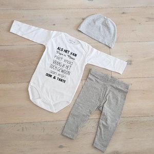 Baby rompertje met tekst cadeau geboorte unisex jongen of Meisje Setje  maat 62-68 | grijs mutsje en broekje en romper lange mouw of ik superwoman ken je bedoelt gewoon mijn mama  pakje Kraamcadeau  aankondiging bekendmaking zwangerschap