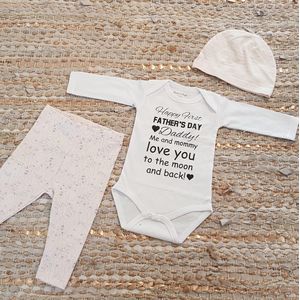 Set met baby romper tekst voor meisje cadeau papa eerste roze fijne vaderdag beer 56