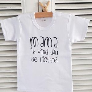 Baby Rompertje cadeautje zwangerschap aankondiging tekst |  mama ik vind jou de liefste | korte mouw | wit zwart | maat 74-80