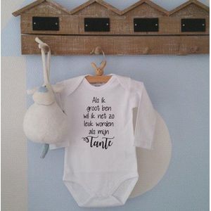 baby rompertje met tekst bekendmaking zwangerschap | als ik groot ben wil ik net zo leuk worden als mijn tante | maat 50-56 Cadeau voor de liefste aanstaande