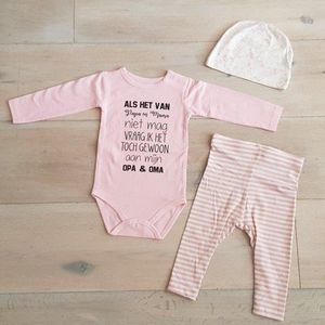 Rompertje Baby met tekst pakje cadeau geboorte meisje jongen set aanstaande zwanger kledingset pasgeboren unisex Bodysuit | Huispakje | Kraamkado | Gift Set babyset kraamcadeau babygeschenk zwangerschap aankondiging cadeau papa mama opa oma oom tante