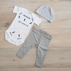 Rompertje Baby met tekst pakje cadeau geboorte meisje jongen set aanstaande zwanger kledingset pasgeboren unisex Bodysuit | Huispakje | Kraamkado | Gift Set babyset kraamcadeau babygeschenk zwangerschap aankondiging cadeau papa mama opa oma oom tante