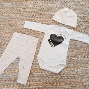 MM Baby rompertje met tekst eerste vaderdag papa cadeau geboorte meisje jongen set met tekst aanstaande zwanger kledingset pasgeboren unisex Bodysuit | Huispakje | Kraamkado | Gift Set