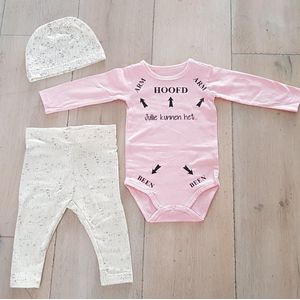 MM Baby cadeau geboorte meisje jongen set met tekst aanstaande zwanger kledingset pasgeboren unisex Bodysuit | Huispakje | Kraamkado | Gift Set