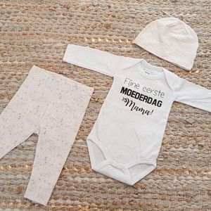 Set met baby romper tekst meisje cadeau mama fijne eerste moederdag mama licht roze 62-68