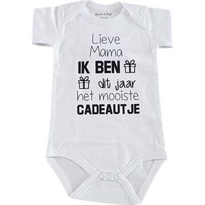 Baby rompertje met tekst | Lieve Mama ik ben het mooiste cadeautje |korte mouw | maat 74-80 | eerste moederdag cadeau