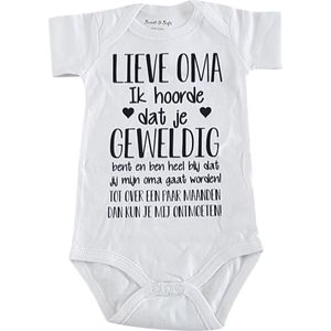 Baby romper met tekst korte mouw cadeau voor zwangerschap aankondiging bekendmaking Lieve aanstaande Oma worden ontmoeten
