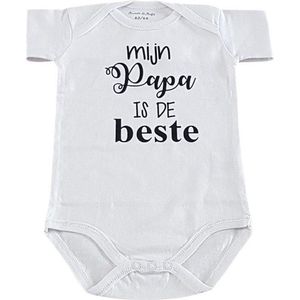 Romper baby met tekst mijn papa is de beste korte mouw maat 62-68 cadeau eerste vaderdag jongen meisje