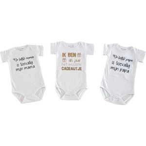 romper baby set met tekst jongen meisje korte mouw 3 stuks| lieve papa en mama ik ben het mooiste cadeautje dit jaar| maat 50-56 | kraamcadeau kraamkado aankondiging bekendmaking zwangerschap cadeau voor de liefste aanstaande
