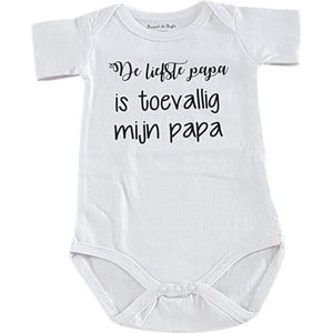Baby Rompertje  met tekst bedrukking je bent de allerliefst papa | de liefste papa is toevallig mijn papa | korte mouw | wit | maat 74/80 bekendmaking zwangerschap aanstaande baby jongen meisje