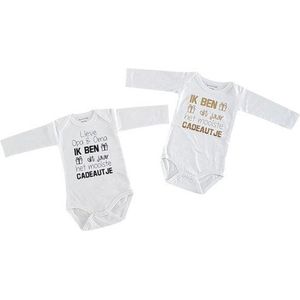 romper baby set met tekst jongen meisje lange mouw 2 stuks| lieve opa en oma en ik ben het mooiste cadeautje dit jaar| maat 50-56