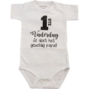 cadeau papa baby romper tekst eerste vaderdag je doet het geweldig korte mouw maat 62-68