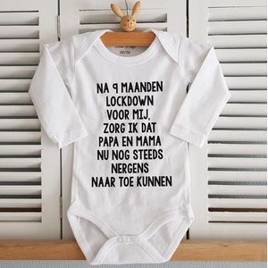 Baby Rompertje met tekst aankondiging bekendmaking zwangerschap cadeau voor de liefste aanstaande opa en oma oom tante papa mama broer zus lockdown corona kerstcadeau