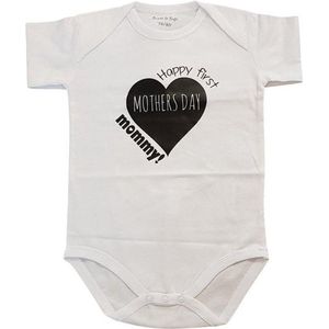 Rompertje moederdag Happy first mothers day mommy | korte mouw | wit | maat 74/80 Eerste Moederdag cadeau bekendmaking zwangerschap aanstaande baby jongen meisje unisex