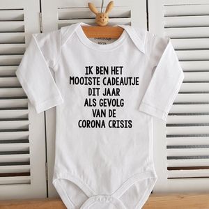 Baby Rompertje met tekst aankondiging bekendmaking zwangerschap cadeau 2026 2025 kraamcadeau voor de liefste aanstaande opa en oma oom tante papa mama broer zus lockdown corona papa & mama deden niet aan mooiste cadeautje van het jaar Valentijn