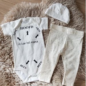 MM Baby pakje cadeau geboorte meisje jongen set met tekst je kan het mama aanstaande zwanger kledingset pasgeboren unisex Bodysuit | Huispakje | Kraamkado | Gift Set babyset kraamcadeau  babygeschenk babygeschenkset kraampakket