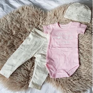 MM Baby pakje cadeau geboorte meisje set met tekst papa aanstaande zwanger kledingset pasgeboren unisex Bodysuit | Huispakje | Kraamkado | Gift Set babyset kraamcadeau  babygeschenk babygeschenkset kraampakket