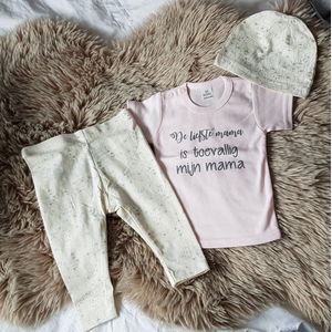 MM Baby pakje cadeau geboorte meisje  set met tekst mama aanstaande zwanger kledingset pasgeboren unisex Bodysuit | Huispakje | Kraamkado | Gift Set babyset kraamcadeau  babygeschenk babygeschenkset kraampakket
