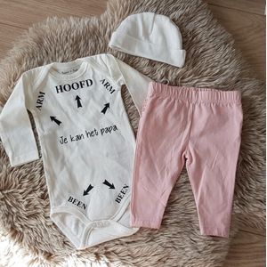 MM Baby pakje cadeau geboorte meisje set met tekst papa je kan het aanstaande zwanger kledingset pasgeboren unisex Bodysuit | Huispakje | Kraamkado | Gift Set babyset kraamcadeau  babygeschenk babygeschenkset kraampakket
