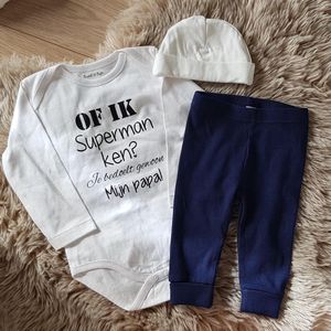 Baby cadeau geboorte meisje jongen set met tekst papa aanstaande zwanger kledingset pasgeboren unisex Bodysuit | Huispakje | Kraamkado | Gift Set