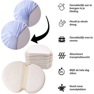 Okselpads 100 stuks Okselpads - anti zweet pads - zweet pads - anti transpirant pads - overmatig zweten - zweet oksels