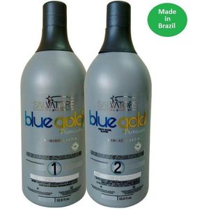 Salvatore Blue Gold Tanino System Keratine Behandeling Keratin Treatment voor alle haartypes,Afro Hair,Krullen en chemisch behandeld haar 2x1000ml kit