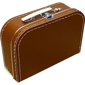 Kinderkoffertje Roestbruin 25cm karton. Klassiek model kinderkoffertje. Kraamcadeau, logeerkoffer, kinderkoffertje, geboortecadeau