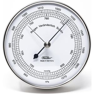 Fischer | Barometer ø 103 mm | Hoogwaardig & Stijlvol | Met verstelbare wijzer voor trendaanwijzing