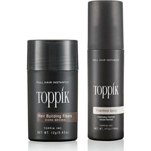 Toppik Hair Fibers Voordeelset Donkerbruin - Toppik Hair Fibers 12 gram + Toppik Fiberhold Spray 118 ml - Voor direct voller haar
