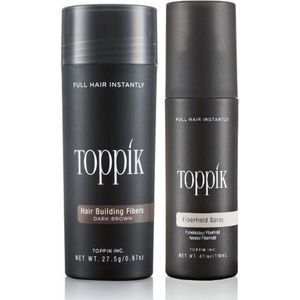 Toppik Hair Fibers Voordeelset Donkerbruin - Toppik Hair Fibers 27,5 gram + Toppik Fiberhold Spray 118 ml - Voor direct voller haar