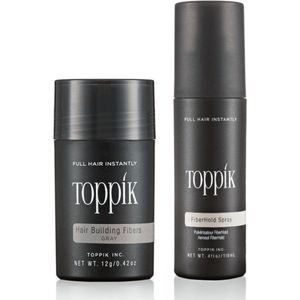 Toppik Hair Fibers Voordeelset Grijs - Toppik Hair Fibers 12 gram + Toppik Fiberhold Spray 118 ml - Voor direct voller haar