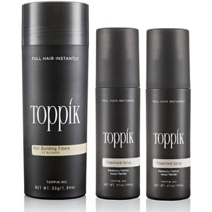 Toppik Hair Fibers Voordeelset Lichtblond - Toppik Hair Fibers 55 gram + 2 x Toppik Fiberhold Spray 118 ml - Voor direct voller haar