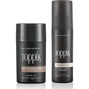 Toppik Hair Fibers Voordeelset Lichtbruin - Toppik Hair Fibers 12 gram + Toppik Fiberhold Spray 118 ml - Voor direct voller haar