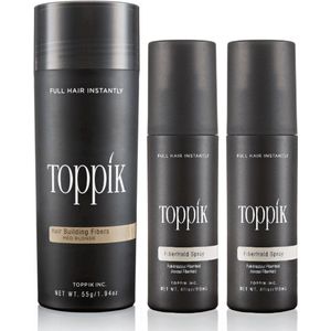 Toppik Hair Fibers Voordeelset Middenblond - Toppik Hair Fibers 55 gram + 2 x Toppik Fiberhold Spray 118 ml - Voor direct voller haar