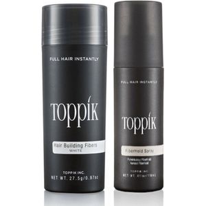 Toppik Hair Fibers Voordeelset Wit - Toppik Hair Fibers 27,5 gram + Toppik Fiberhold Spray 118 ml - Voor direct voller haar
