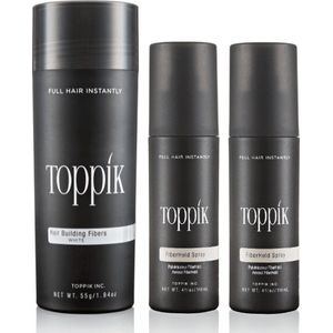 Toppik Hair Fibers Voordeelset Wit - Toppik Hair Fibers 55 gram + 2 x Toppik Fiberhold Spray 118 ml - Voor direct voller haar