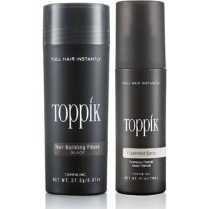 Toppik Hair Fibers Voordeelset Zwart - Toppik Hair Fibers 27,5 gram + Toppik Fiberhold Spray 118 ml - Voor direct voller haar