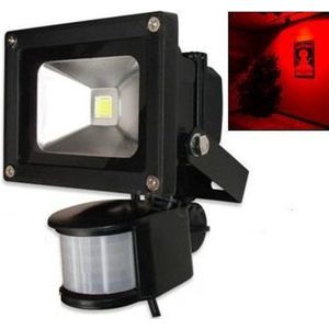 LED Bouwlamp / Schijnwerper Rood - 10W - Bewegingssensor